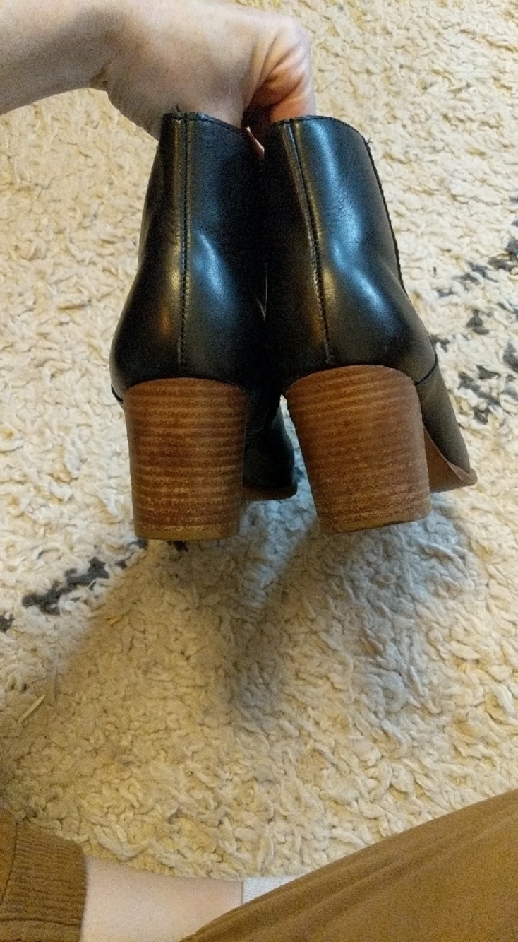 Madewell The Rosie Ankle Boot Black Leather Block Heel Booties Size 7.5 - Picture 7 of 10